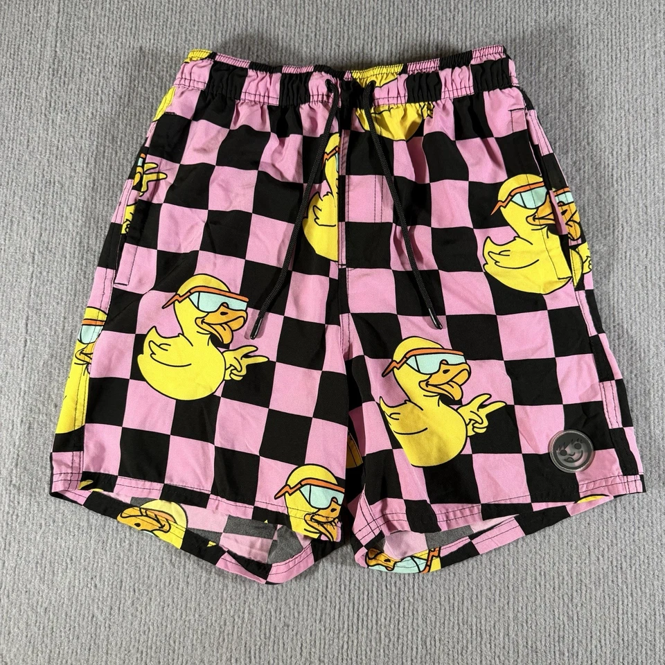 Neff Swim Pink Trunks Shorts Checkered Cool Rubber Duck Mens Medium - Image 2 of 4