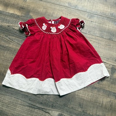 Lil Cactus Santa Clause Smock Red White Dress Infant 3-6 Month Holiday Christmas