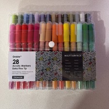 Acrylic Paint Pens Markers 28 Colors 0.7 mm Extra Fine Tip Art Drawing Set