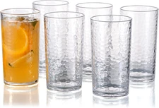 20-ounce Acrylic Glasses Plastic Tumbler, set of 6 Clear - Hammered Style, Dishw