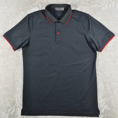 G/FORE Polo Shirt Men's Medium Black Striped Short Sleeve Golf Performance