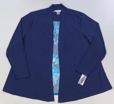 Allison Daley Women s Lightweight Dress Jacket Bluemoon Floral Print Size 2X