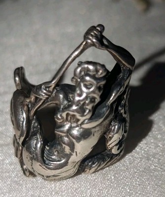 925 Silber Poseidon Ring Neptun Meeresgott Biker Gothic Griechische Mythologie Gr. X