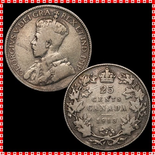 1913 Canada 25 Cents — photo from the most recent tracked eBay sale
