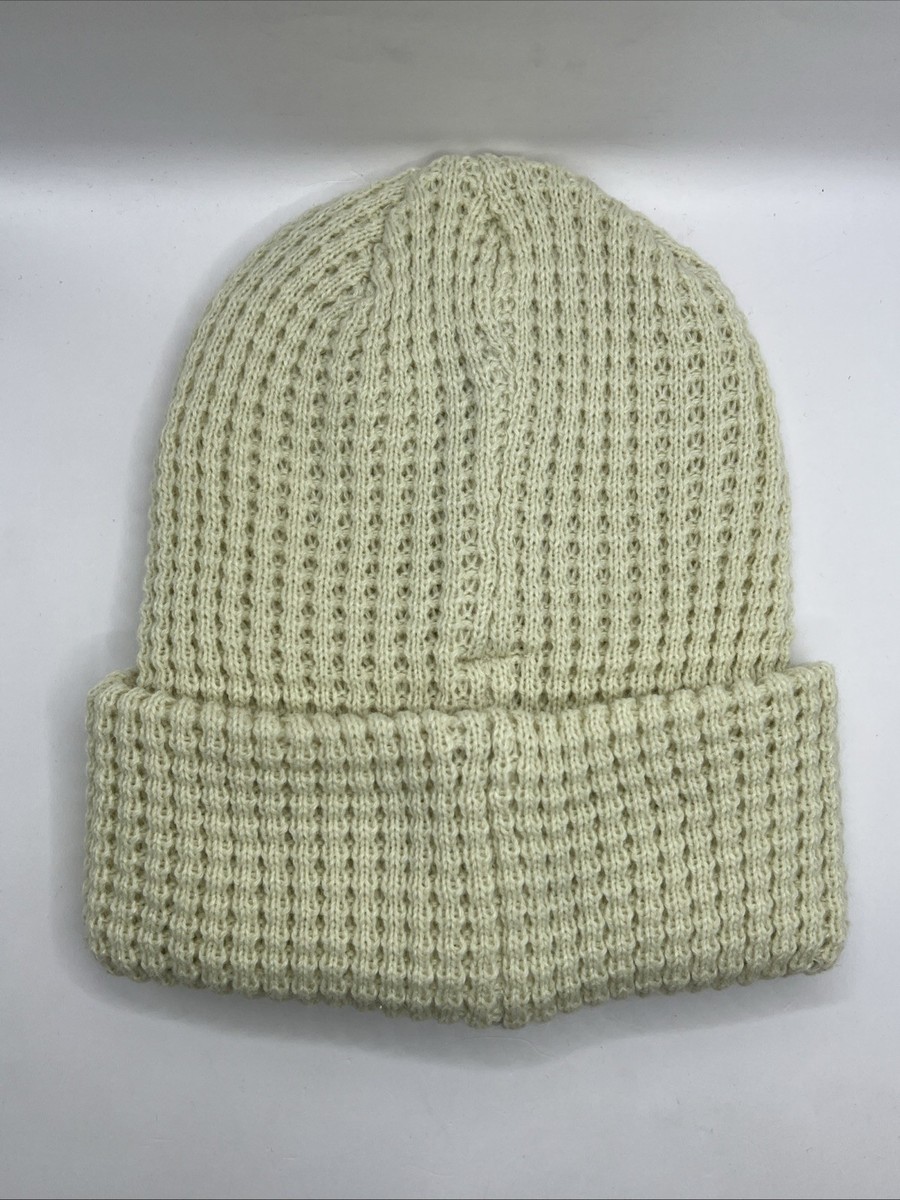 FREE PEOPLE MOVEMENT IVORY WAFFLE CUFFED BEANIE HAT WOMEN