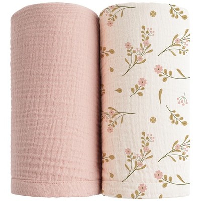 Muslin Swaddle Blankets for Boys Girls, 2 Pack Receiving Baby Blanket Large 4...