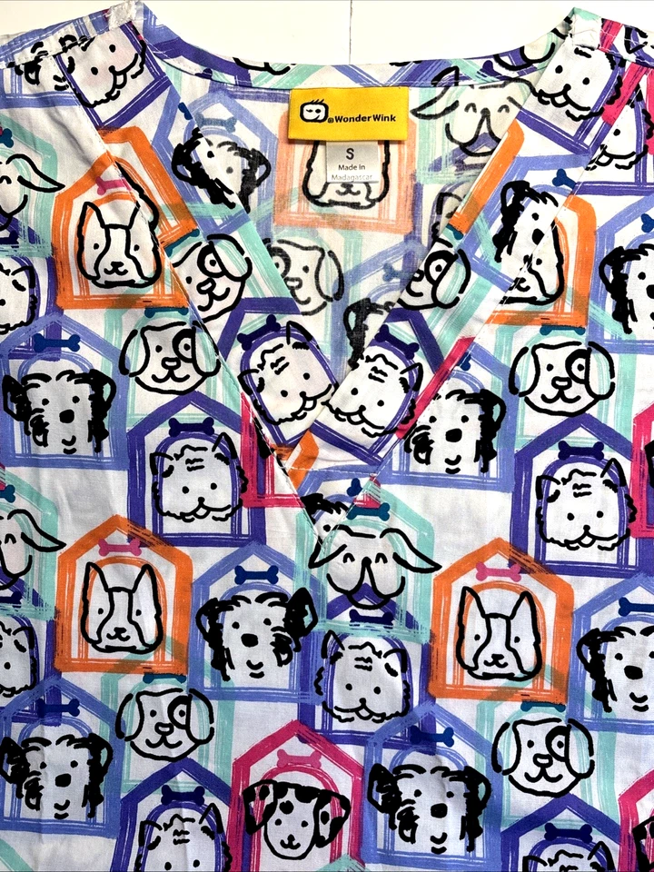 WONDERWINK Scrub Top Womens SIZE SMALL/MEDIUM Veterinary/Shelter Dog GROOMER NEW - Image 3 of 4