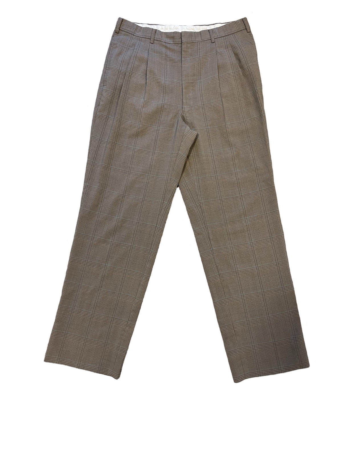 Men's Checked Pattern Men’s Check Pattern Pleated Trousers Wool blend 30x30 | eBay