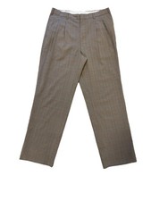 Men  s Check Pattern Pleated Trousers Wool blend 30x30