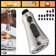 Brushed Nickel Pull Down Kitchen Faucet Head Replacement with 15 Adapters - Easy
