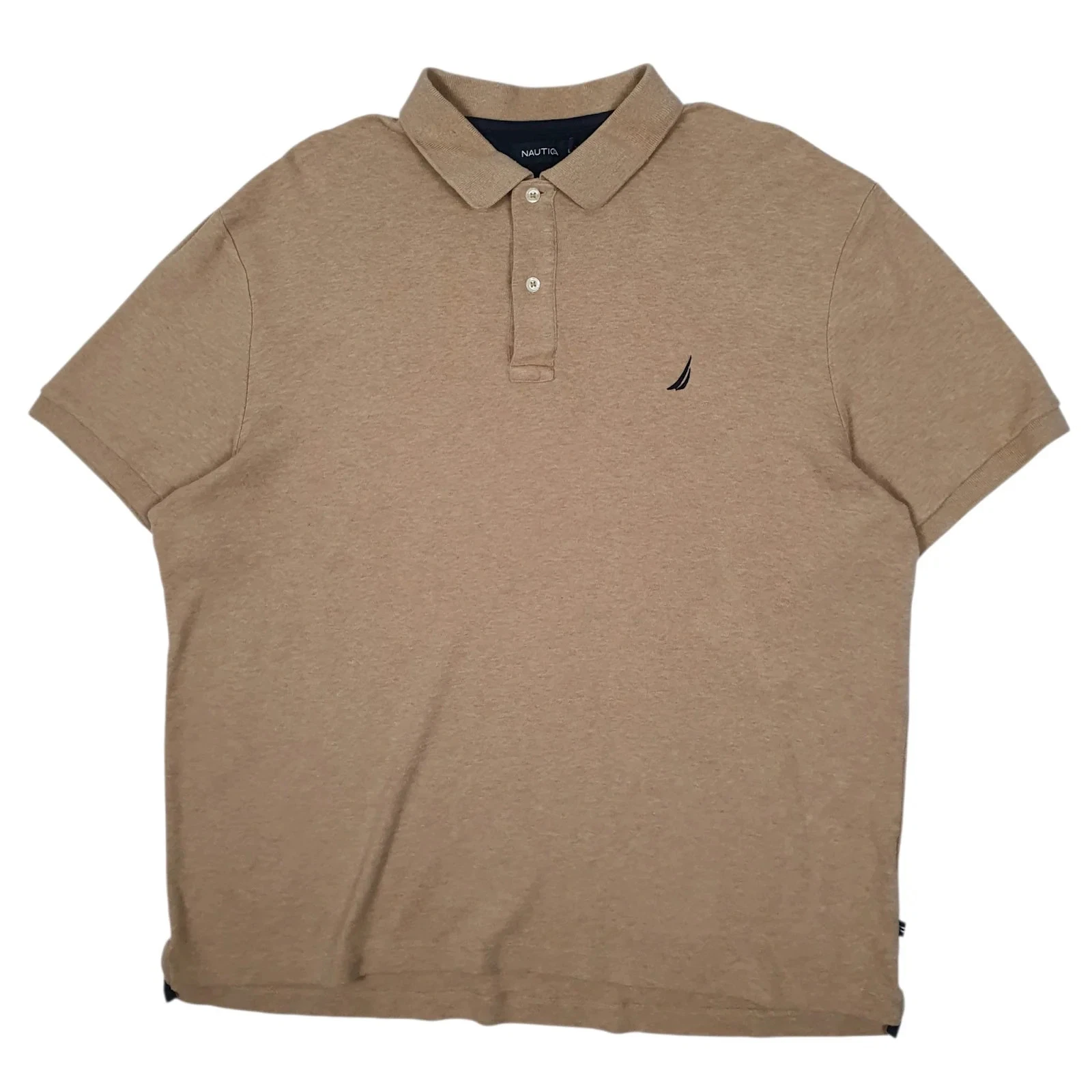 NAUTICA Beige Polo Shirt Short Sleeve Cotton Mens XL