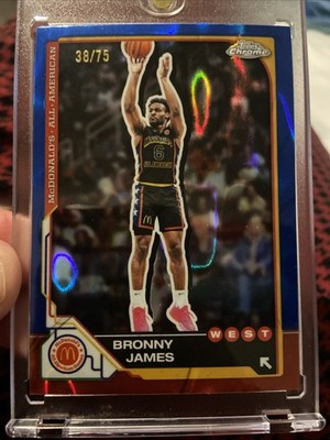 2025 Topps Chrome McDonald's All American RC Bronny James Blue Raywave Ref /75