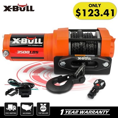 X-BULL Electric Winch 3500lbs 12V Synthetic Rope Wireless Remote Trailer ATV UTV