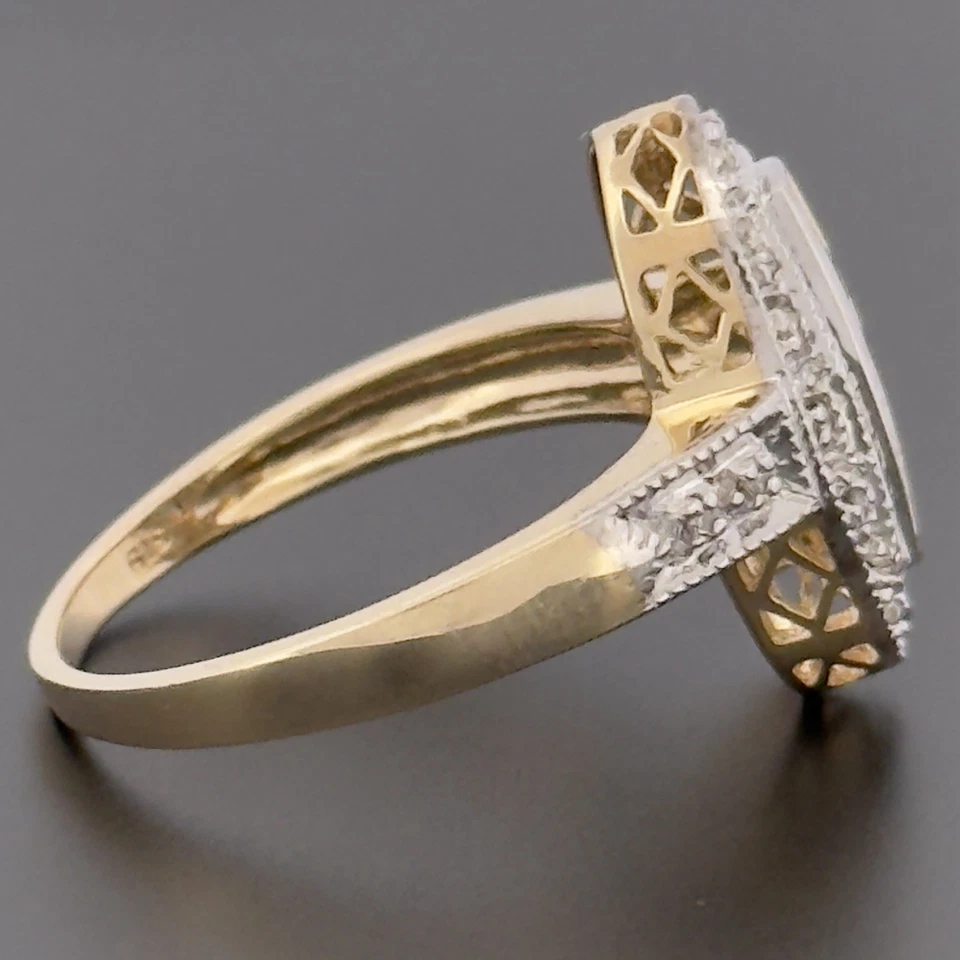 9ct Yellow Gold Sapphire & Diamond Cluster Ring Size M Hallmarked - Image 3 of 4