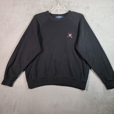 VTG Polo Ralph Lauren Golf Sweatshirt Mens XL Black Crest Logo USA Made Preppy