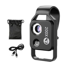 200X Magnification Microscope Lens with CPL Mobile LED Light Micro- Macro7502