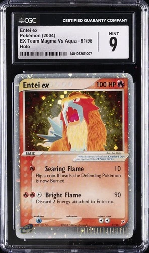 2004 POKEMON EX TEAM MAGMA VS AQUA HOLO #91 ENTEI EX CGC 9