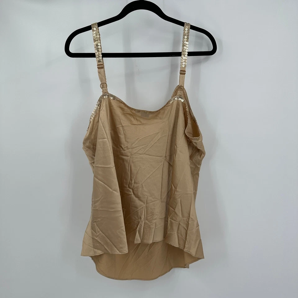 Top ECI Mujer Talla 3X Champagne Cami Mezcla Seda Lentejuelas Fiesta Glamour Minimalista Foto 2 de 4