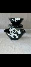 Pair BICETTO Ceramic Japanese XL Ramen Bowls 60 Oz Samurai Black Bowls Only -EUC