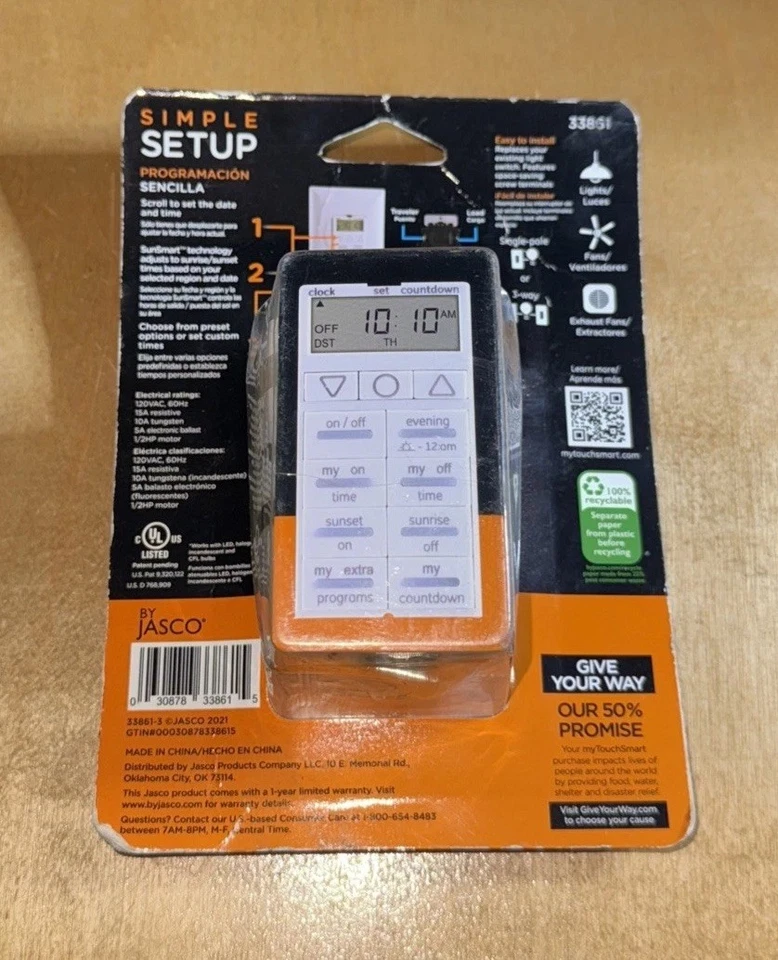 Jasco My Touch Smart SunSmart Temporizador 33861 Ventilador Luces Ventiladores de escape Foto 2 de 2