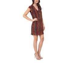 New Sam Edelman Womens Bohemian Shift Dress Tribal Print Small Button Sides