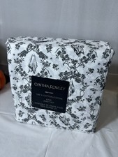 Cynthia Rowley Halloween 2026 Black Ghost Floral 4Pc Cotton KING Sheet Set NEW