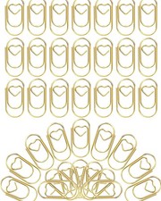 100 Pack Gold Love Heart Shaped Paper Clips, 0.8inch Small small,