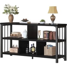 IBF Horizontal Cube Book Shelf Black 120cm Industrial Modern Long Shelf Boxed