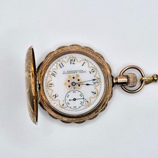 1890s Waltham Pocket Watch Running Gold Filled Keystone Hunter Case w Chain