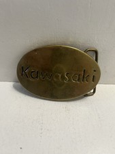 - Vintage 1970  s Brass Motorcycle Kawasaki Belt Buckle Numbered