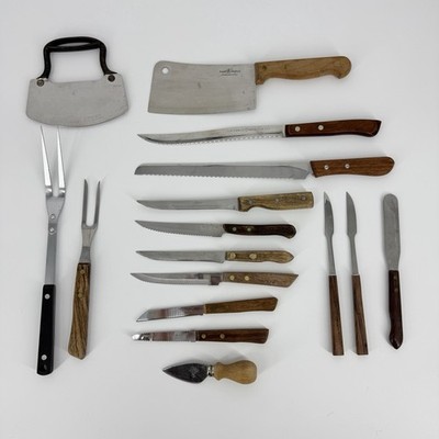 Mix brands Lot Vintage Wooden Handle Kitchen Knives  Chopper Cast Iron Butcher