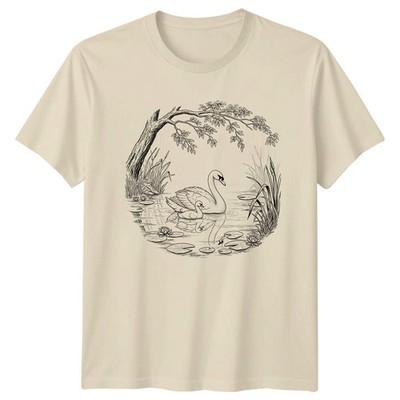 Mutter Schwan und Baby Cygnet Damen T-Shirt Schwäne Wasservögel Natur Muttertag