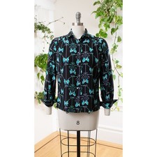 Chemise Vintage Emilio Pucci Années 60 - Soie, Taille XL (48) | Occasion Très Bon état, Bleu Azur
