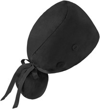Ponytail Scrub Caps Women with Button, Satin Lined Nurse Caps for Women, Brea...