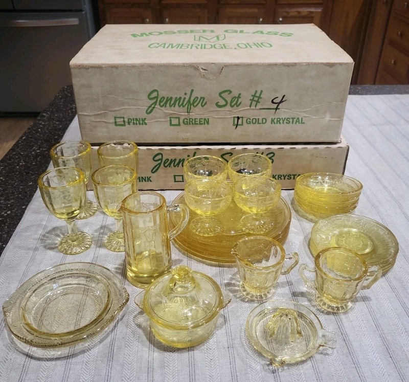 Vtg. Mosser Glass The Jennifer Miniatures Gold Krystal Cameo/Ballerina (27 Pcs.)