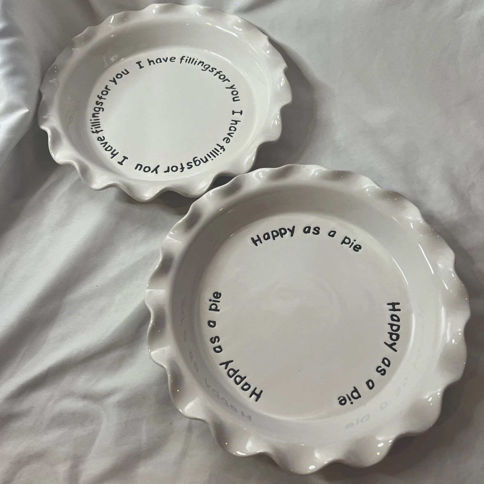 PARINI Set Of 2 Scalloped Pie Dishes Happy As A Pie I Have Fillings For You
