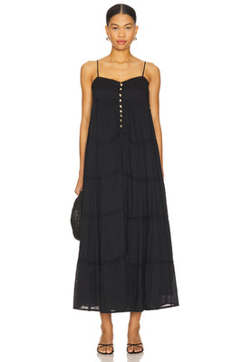 Show Me Your Mumu Gracie Midi Dress XL Black Voile Tiered Boho Resort Wear Flowy