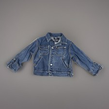 Polo Sport Ralph Lauren Denim Jacket Size 5 Blue USA Flag Patch Spell Out Logo