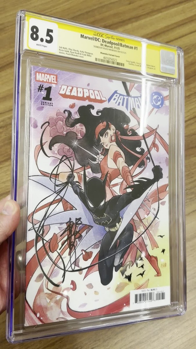 Deadpool/Batman # 1 CGC 8.5 SS Peach Momoko Variant Cover signed