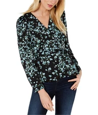 I.N.C Womens Printed Wrap Blouse