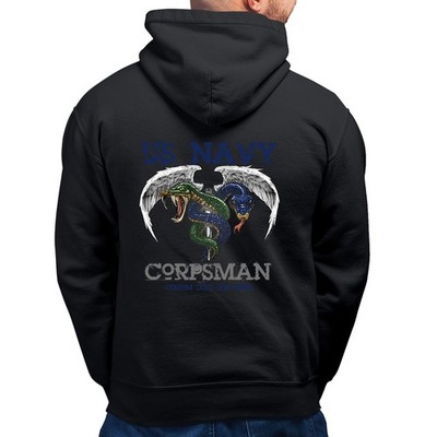 Navy Corpsman Blue Green Caduceus US Navy Veteran Custom Hoodie