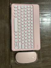 Aesthetic Pink Wireless Keyboard  Mouse Kit - Retro Round Keys - Brand New