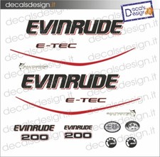 Adesivi motore marino fuoribordo Evinrude e-tec 200 cv  gommone barca