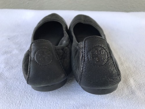 $285 EUC Tory Burch Women’s US 7 M Black Leather Eddie Ballet Ballerina Flats B - Picture 4 of 9