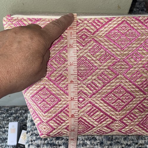 Stephanie Johnson for Neiman Marcus LAURA Pink Trapezoid Cosmetic Makeup Bag NEW - Picture 2 of 10