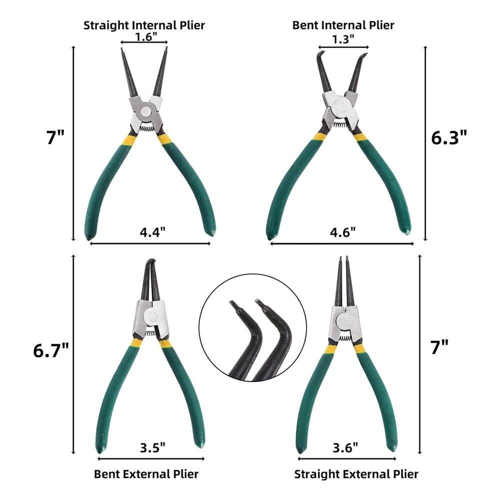 4PCS 7-inch Internal/External Snap Ring Pliers Set Heavy Duty Circlip Pliers Kit