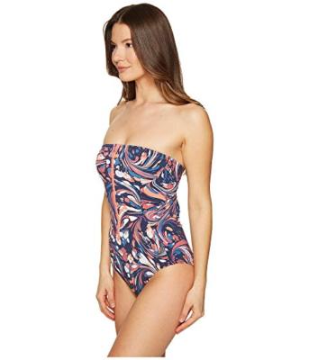 Stella McCartney Coral Marble Print Strapless One-Piece Swimsuit