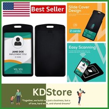 6-Pack Vertical ID Badge Holder - Lightweight, Durable ABS Card Protector