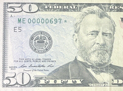 2013 $50 FRN Richmond Fancy Low Serial Number Star Note 3 Digit⭐ ME 00000697 * ⭐ - Picture 1 of 4