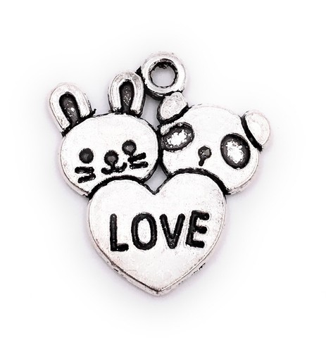 Charm Gatto Cane Love Rimorchio Catena per Gioielli Forniture Artigianato